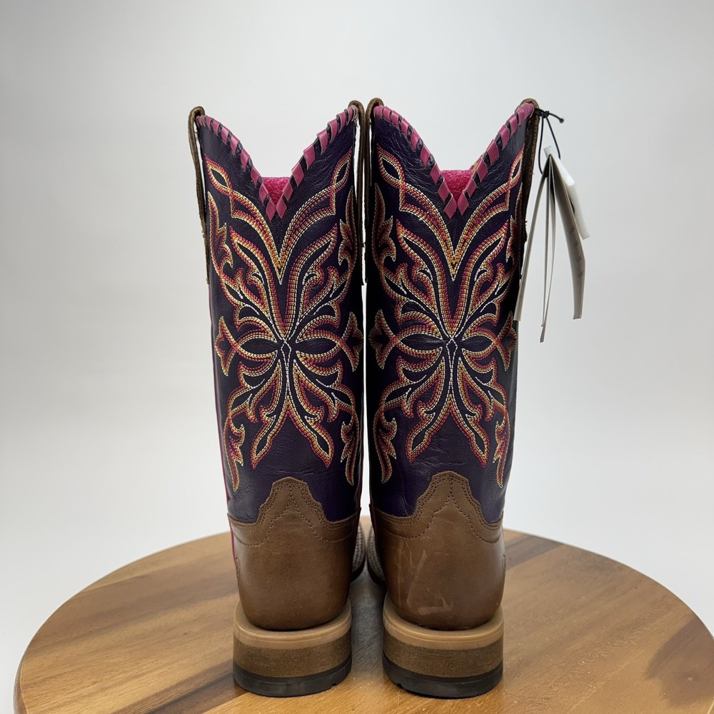NWT Womens Ariat Showdown Purple Leather Square Toe Western Cowboy Boots SZ 6.5 - Picture 4 of 9